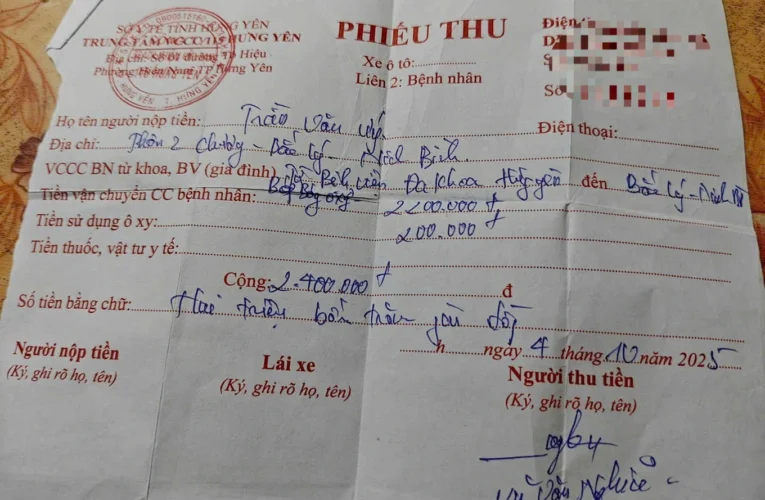 Xe cứu thương chở bệnh nhân hấp hối thu 2,4 triệu đồng cho 12km